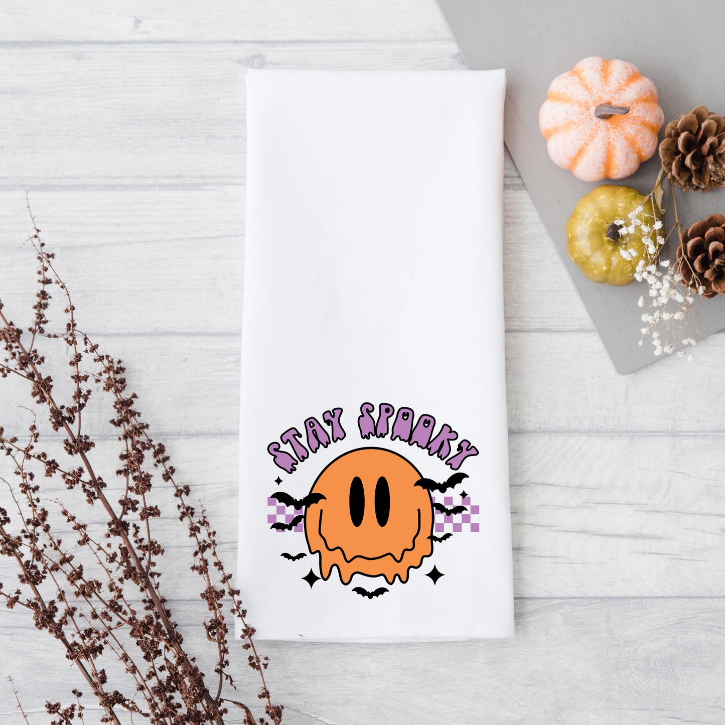 Stay Spooky Smiley Bats | Tea Towel