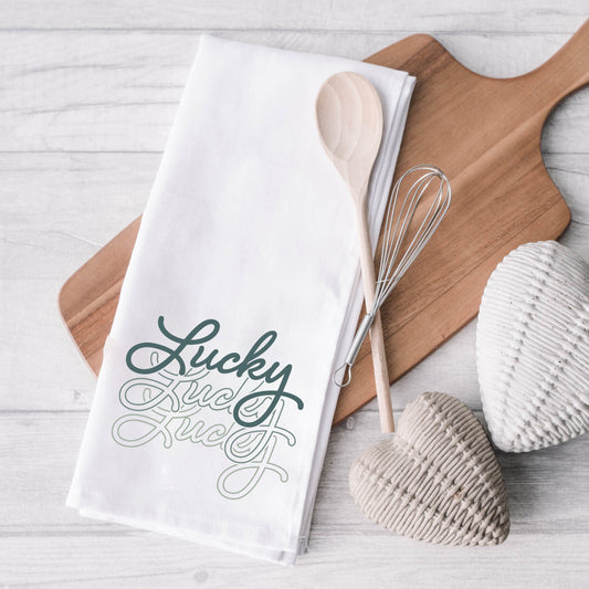 Lucky Script Stacked | Tea Towel