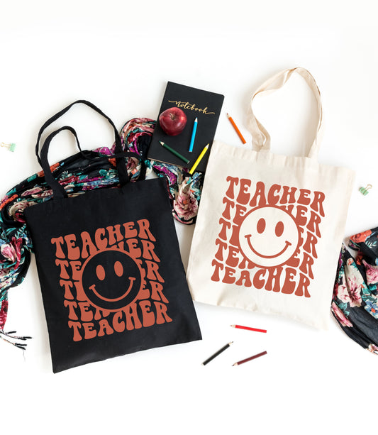 Teacher Smiley Face Wavy | Tote Bag