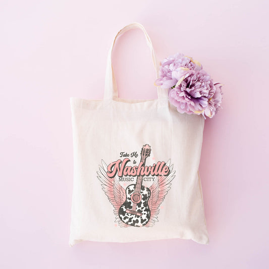 Take Me To Nashville Winged Guitar | Tote Bag